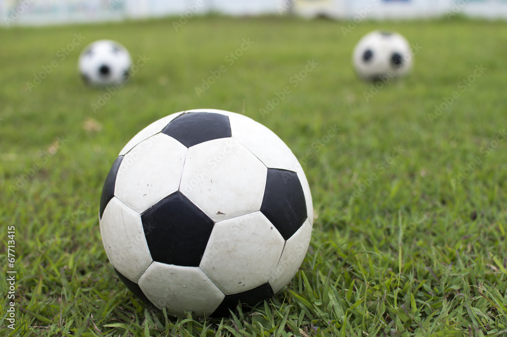Soccer ball on green field Soccer ball on green field