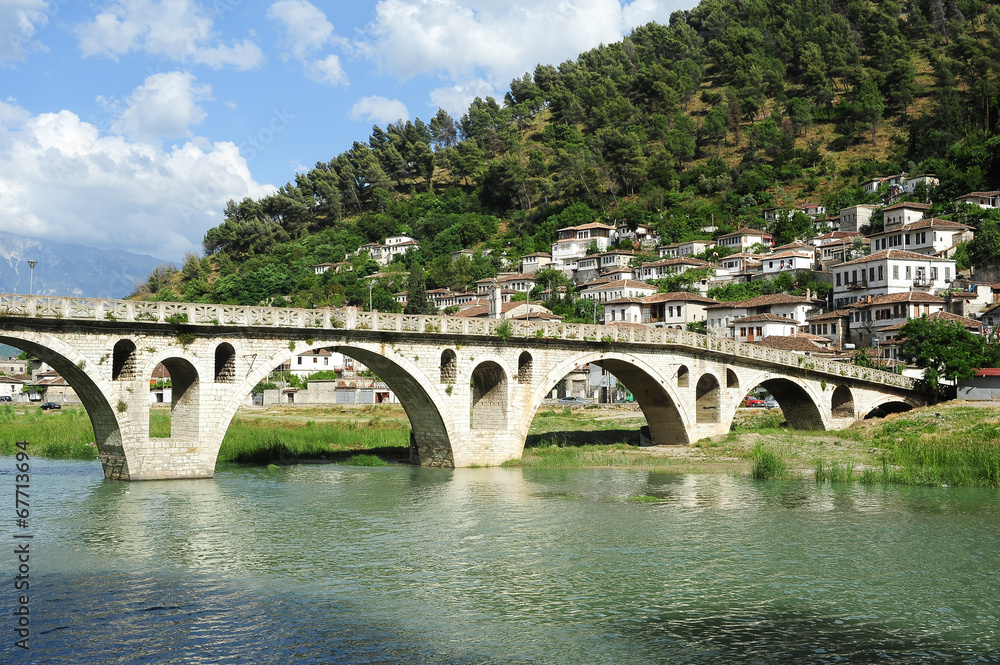 Stone bridge over Osum river at Berat