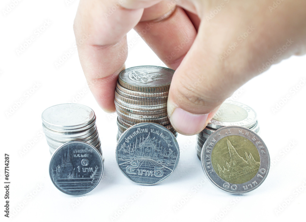 Fototapeta premium Silver coins of Thailand