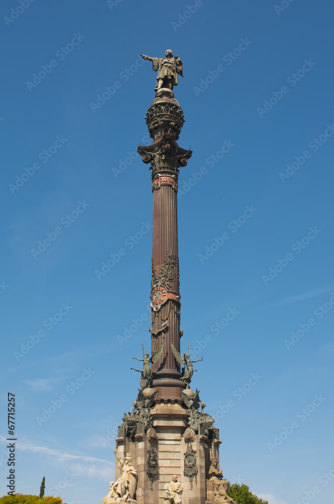 Monument to Christopher Columbus in Barcelona, Spain.