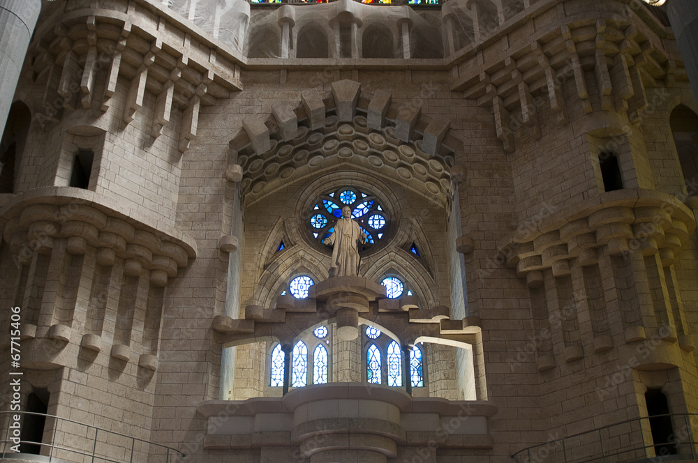 Obraz premium Detail of interior Sagrada Familia church in Barcelona, Spain.