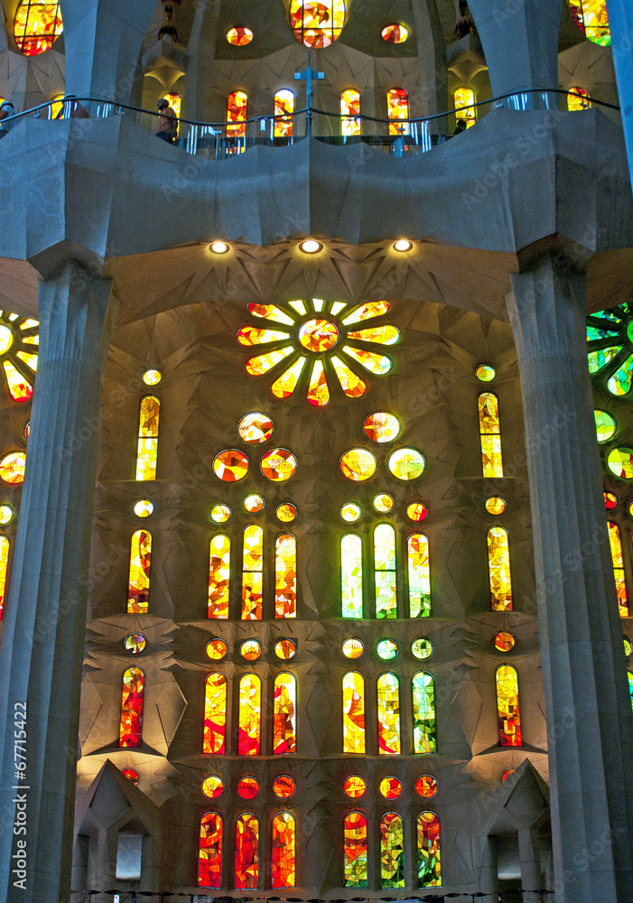 Fototapeta premium Detail of interior Sagrada Familia church in Barcelona, Spain.