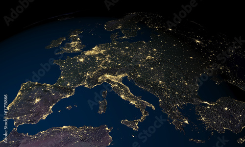 Earth at night over Europe