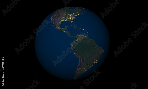 Earth at night over Latin America