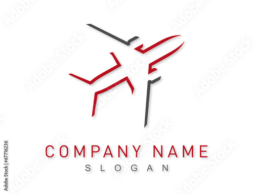 Grey and red airplane