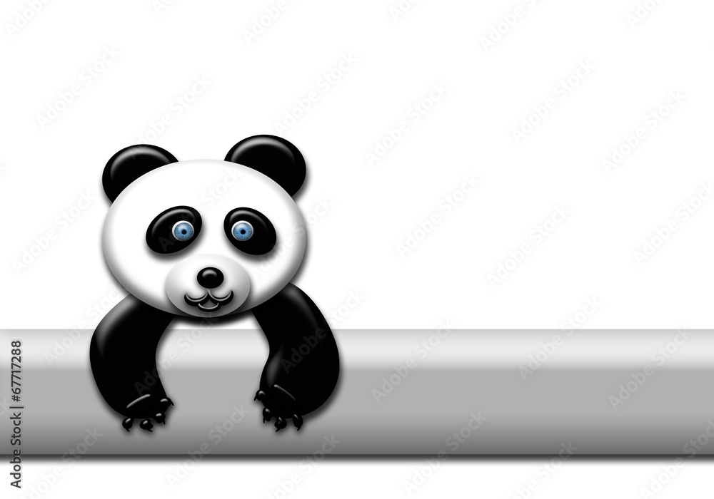 Oso panda, ojos azules, fondo blanco, ilustración Stock Illustration |  Adobe Stock