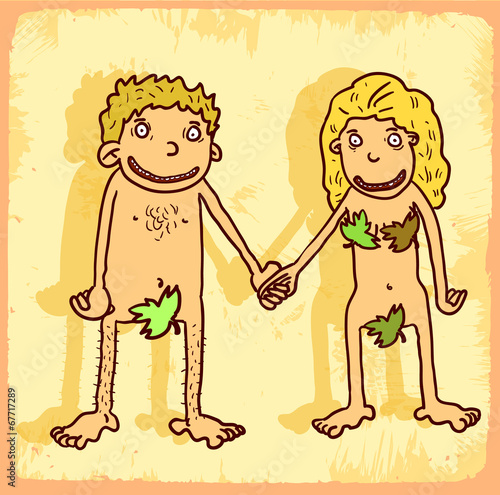 Cartoon eve adam illustration
