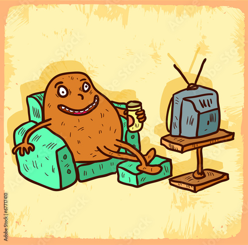 Cartoon couch potato illustration
