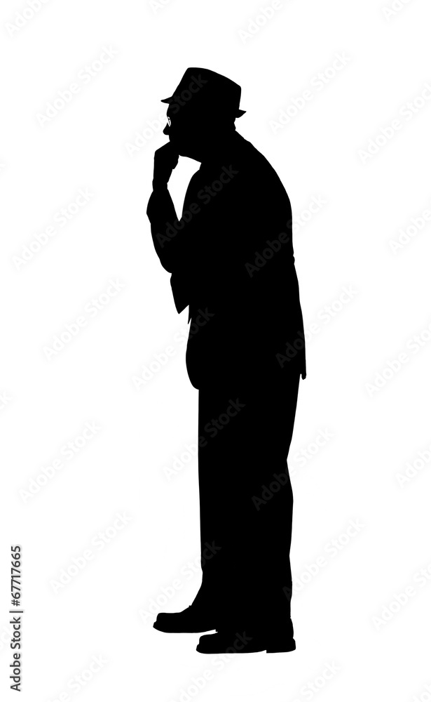 Silhouette of a Man in Thought Silhouette of a Man in Thought