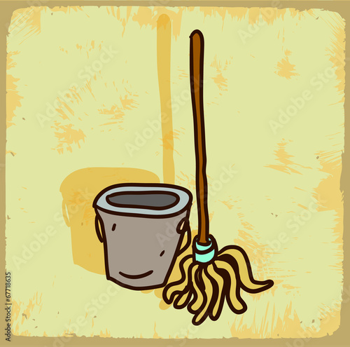 Cartoon mop illustration