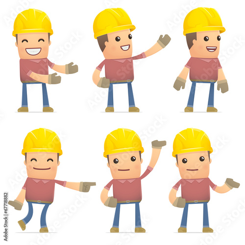set of builder character in different poses © artenot