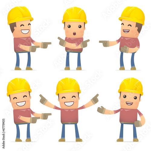 set of builder character in different poses