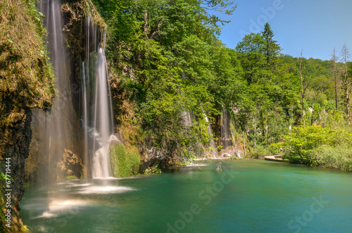 Waterfall at Plitvice Lakes National park in Spring