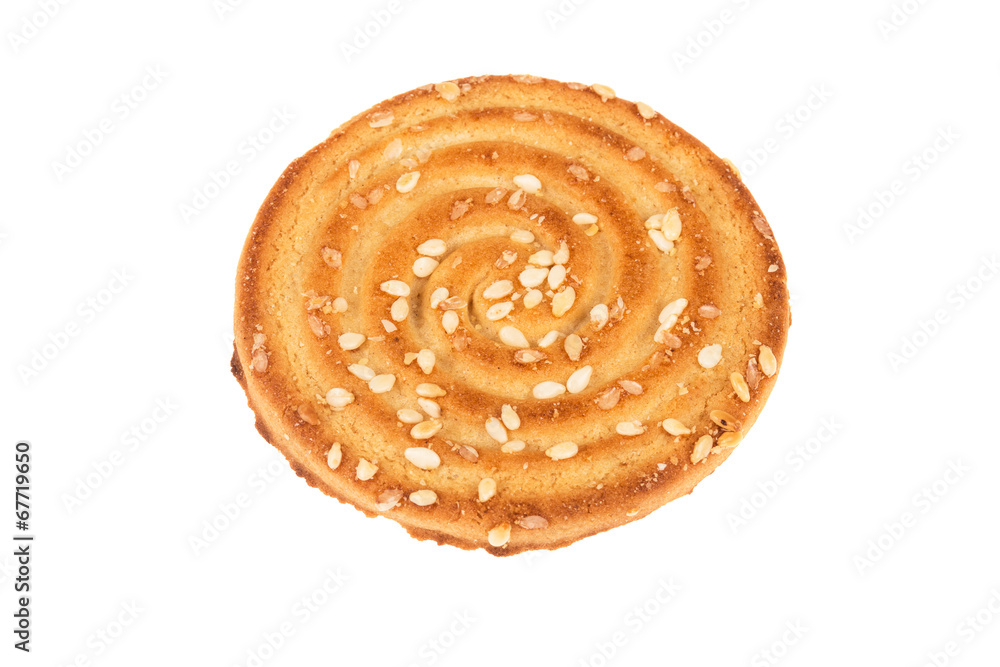 One cookie cookie on isolated background closeup One cookie cookie on isolated background closeup