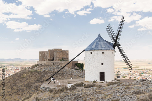 Beautiful windmill in Consuegra, Toledo, Spain