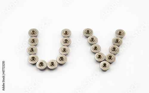 U and V Alphabet  Created by Stainless Steel Hex Flange Nuts