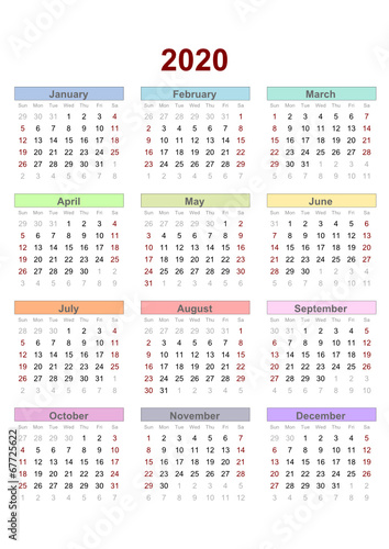 English calendar