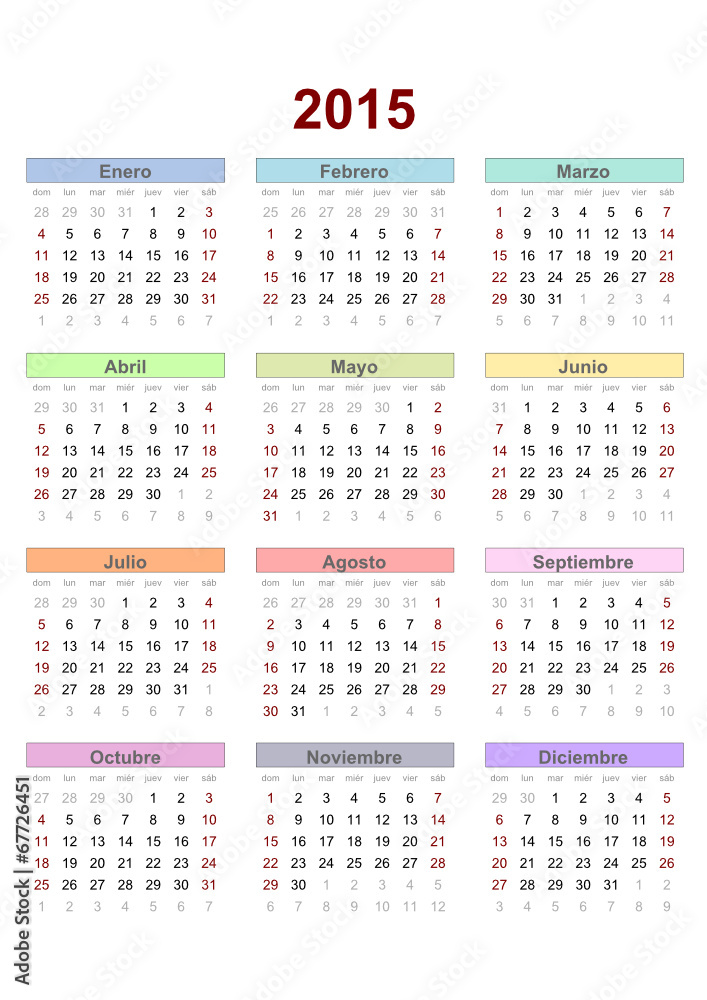 calendar 2015