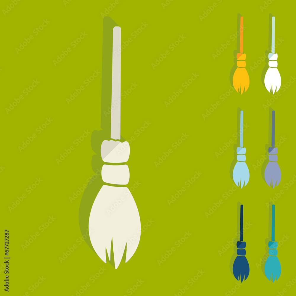 Flat design: witch broom Flat design: witch broom