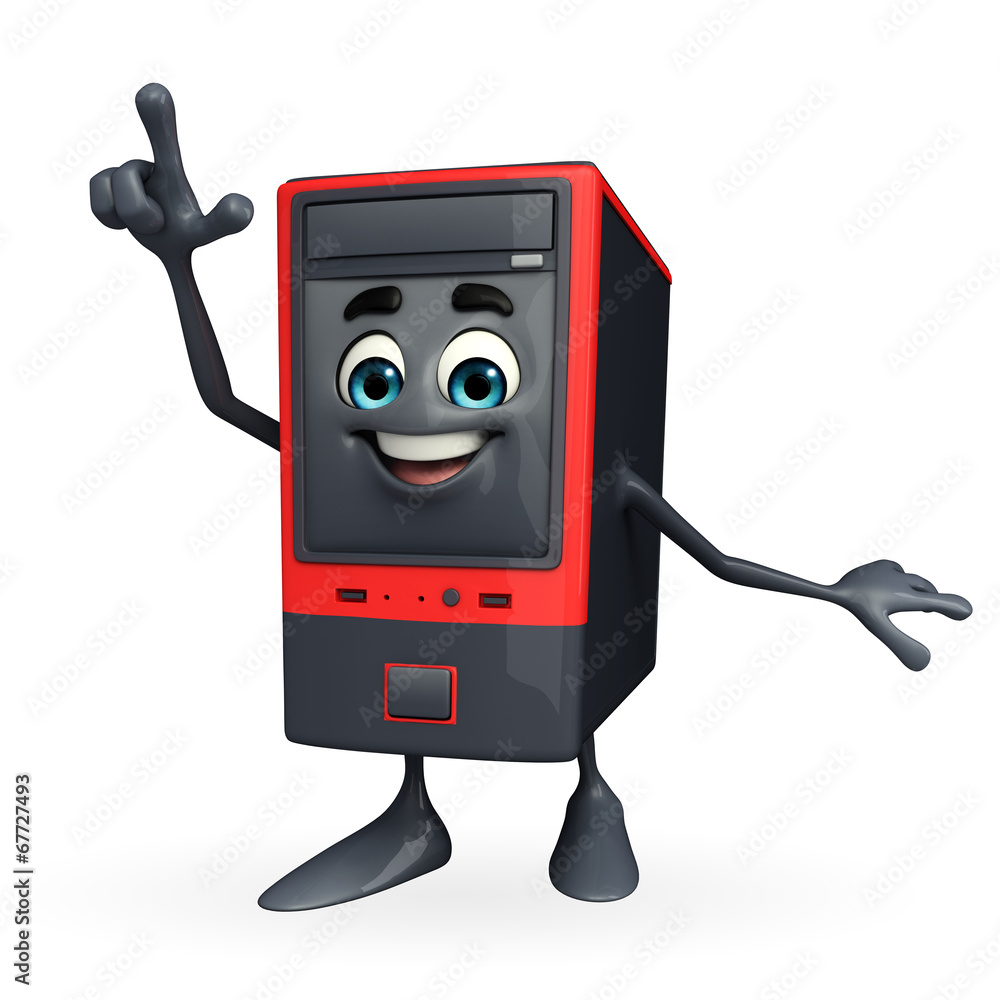 Fototapeta premium Computer Cabinet Character with pointing pose