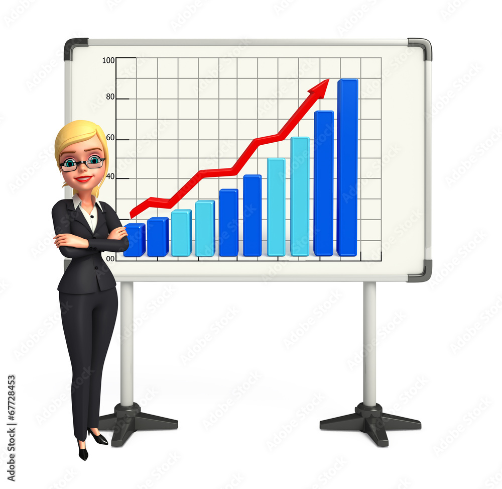 Young Business Woman with business graph Young Business Woman with business graph