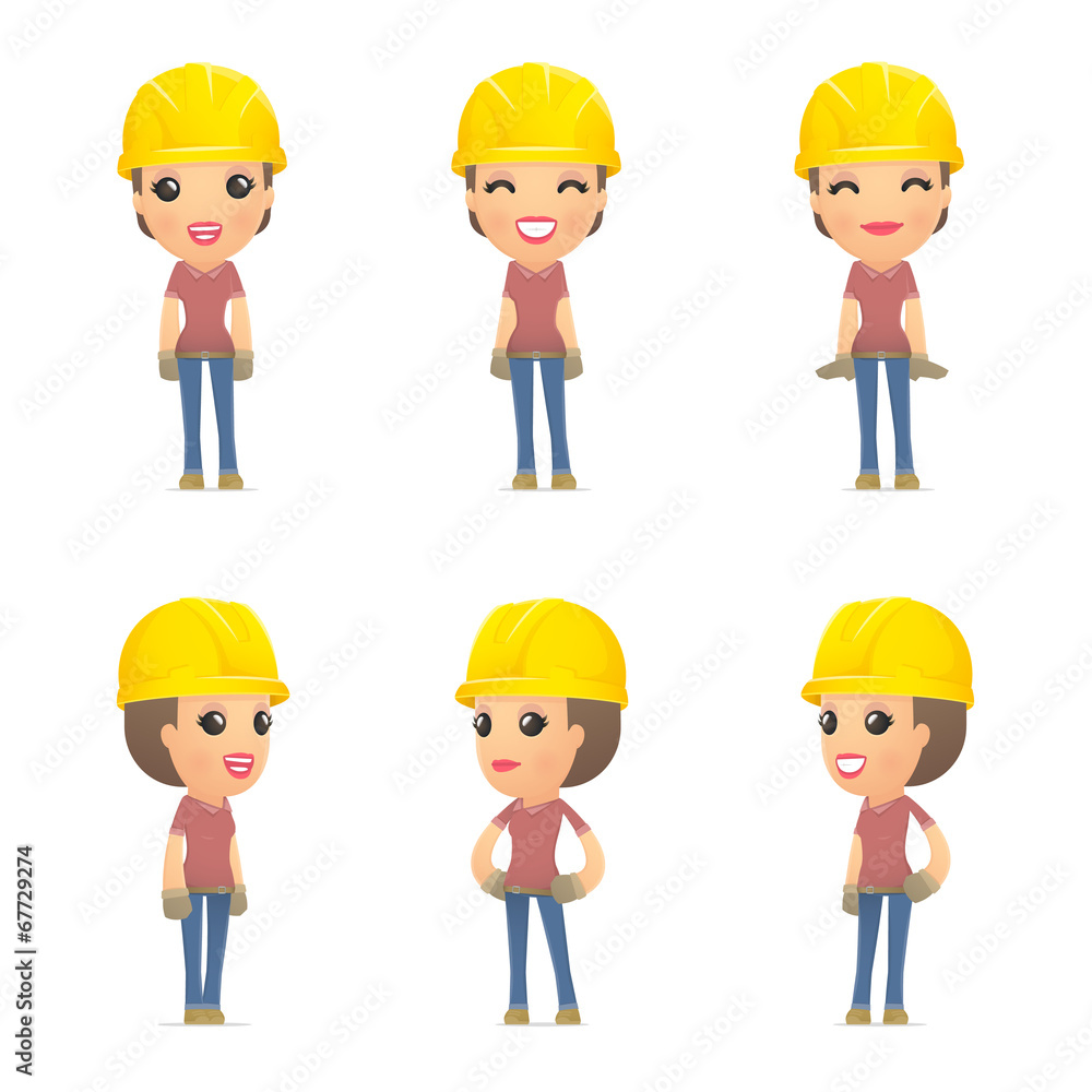 set builder girl of character in different poses set builder girl of character in different poses