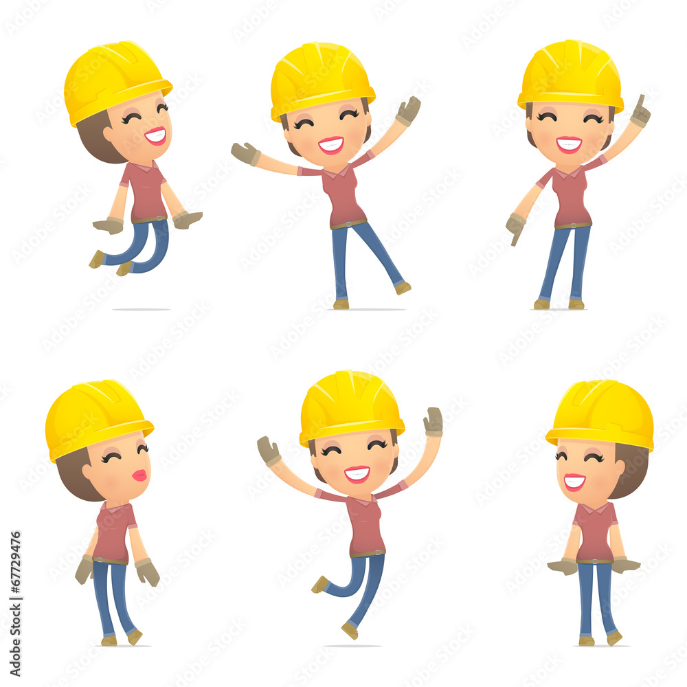 set builder girl of character in different poses set builder girl of character in different poses