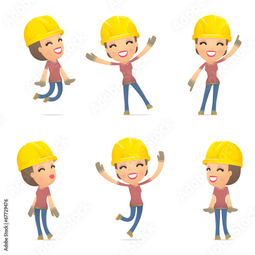 set builder girl of character in different poses