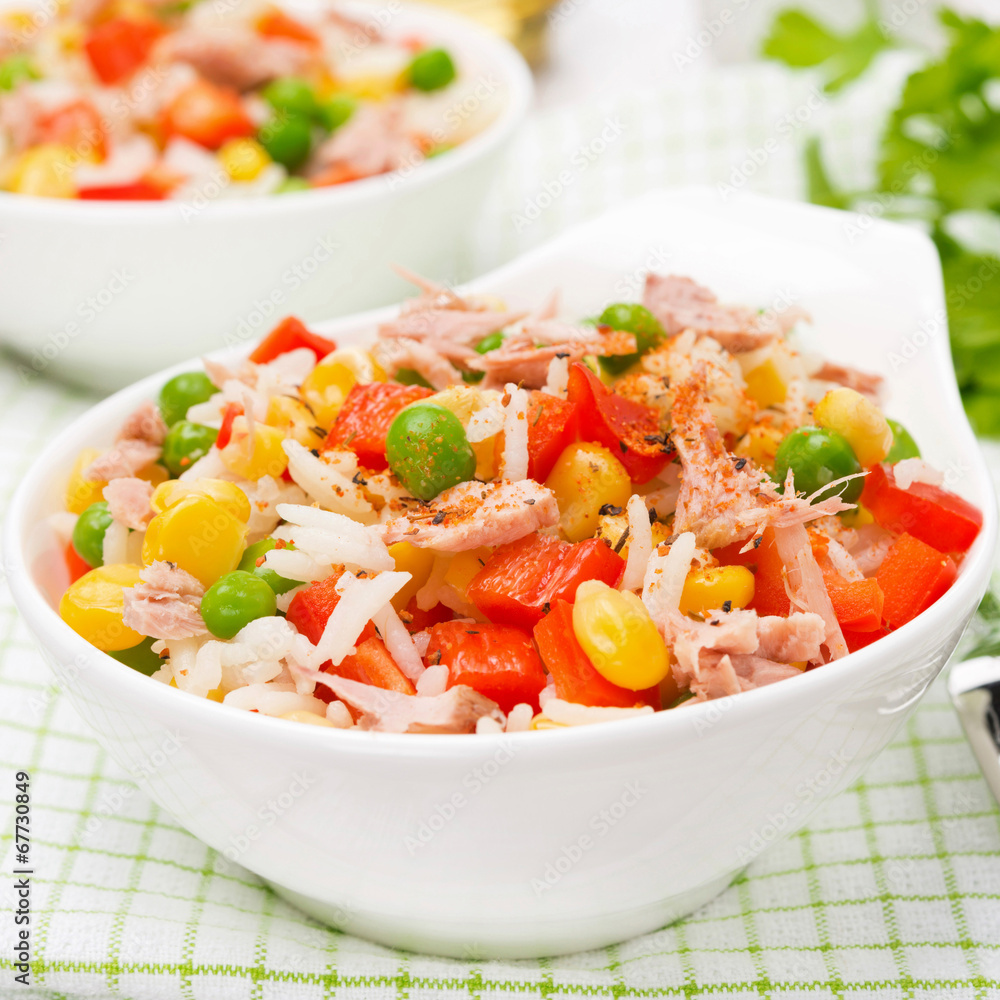 rice with vegetables and canned tuna