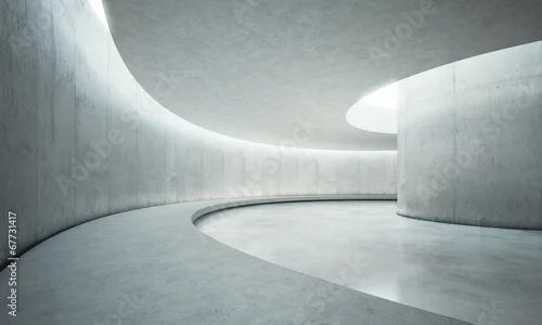 Obraz puste betonowe wnętrze otwartej przestrzeni z promieni słonecznych