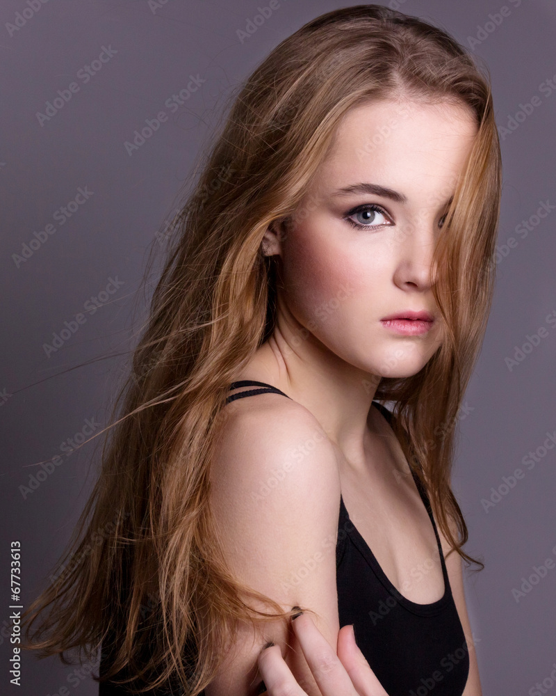 model testing of a young pretty girl
