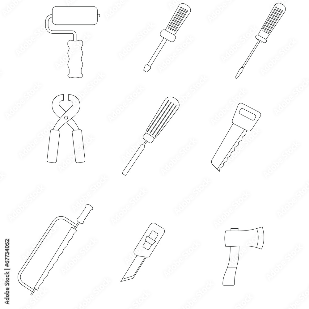 White icons construction tools. Raster White icons construction tools. Raster