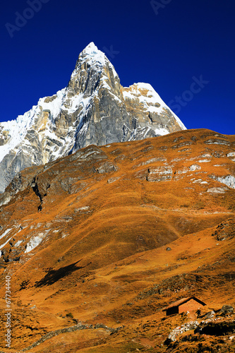 Alpine landscape in Cordiliera Huayhuash, Peru, South America photo