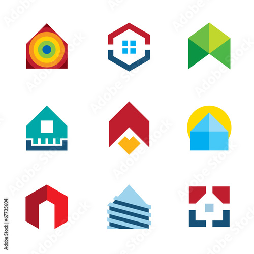 House residential build construction real estate logo icon set