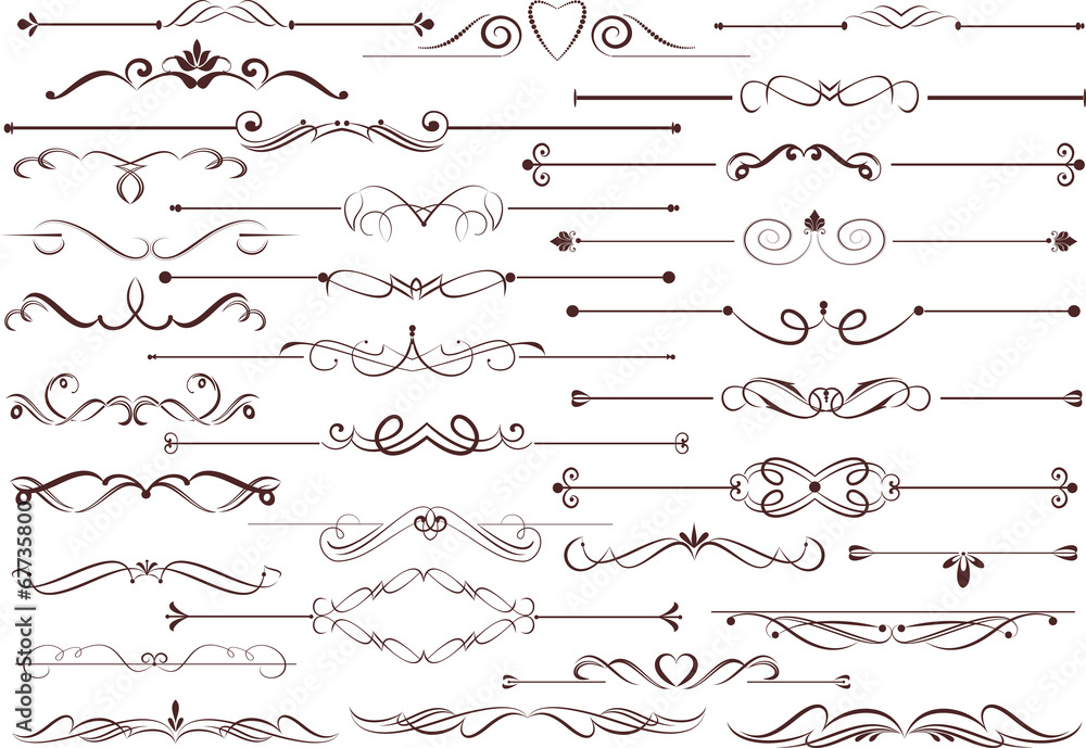 Set of  calligraphic elements for editable and design
