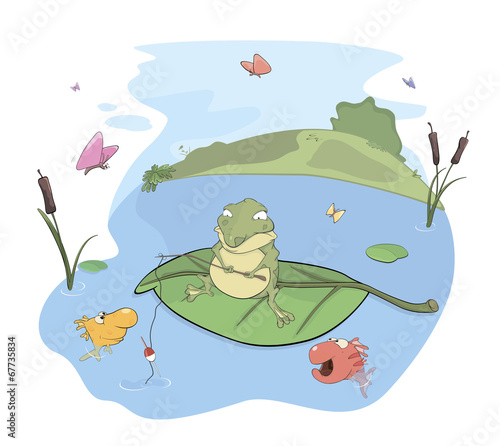 A fisher toad cartoon
