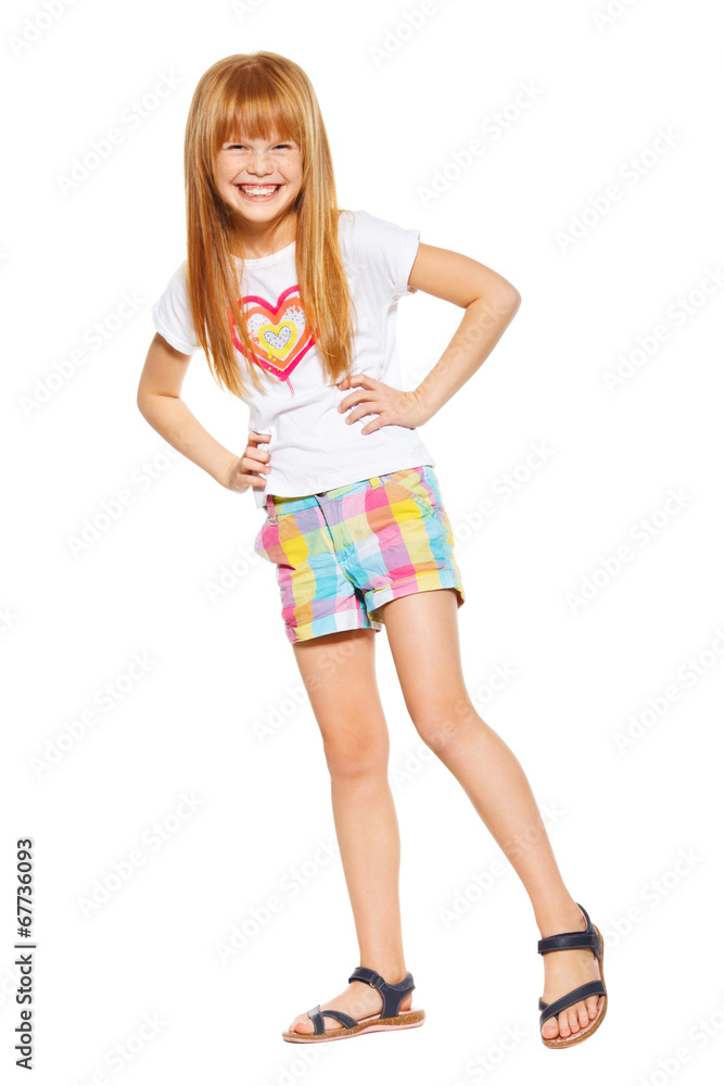 cheerful little girl with red hair; isolated cheerful little girl with red hair; isolated