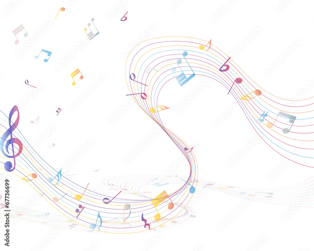 Fototapeta premium Multicolor musical note staff