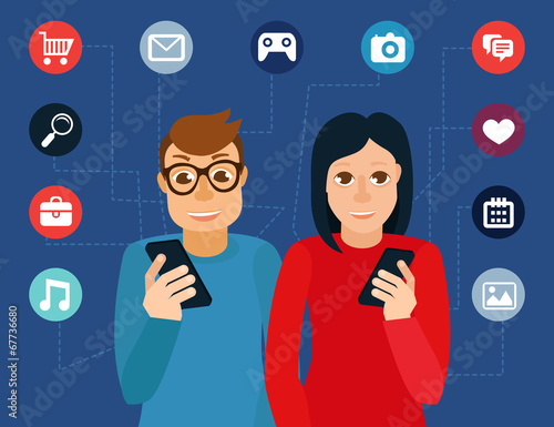 Vector social media addiction concept