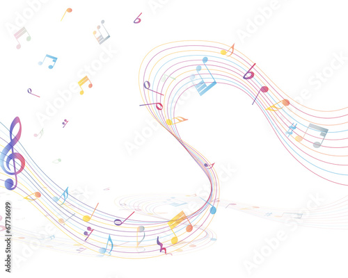 Multicolor musical note staff