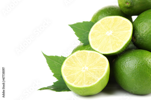 Fototapeta Naklejka Na Ścianę i Meble -  Fresh juicy limes, isolated on white