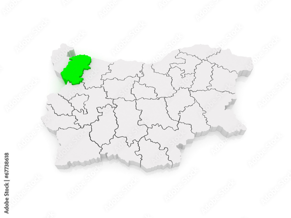 Map of Montana area. Bulgaria.