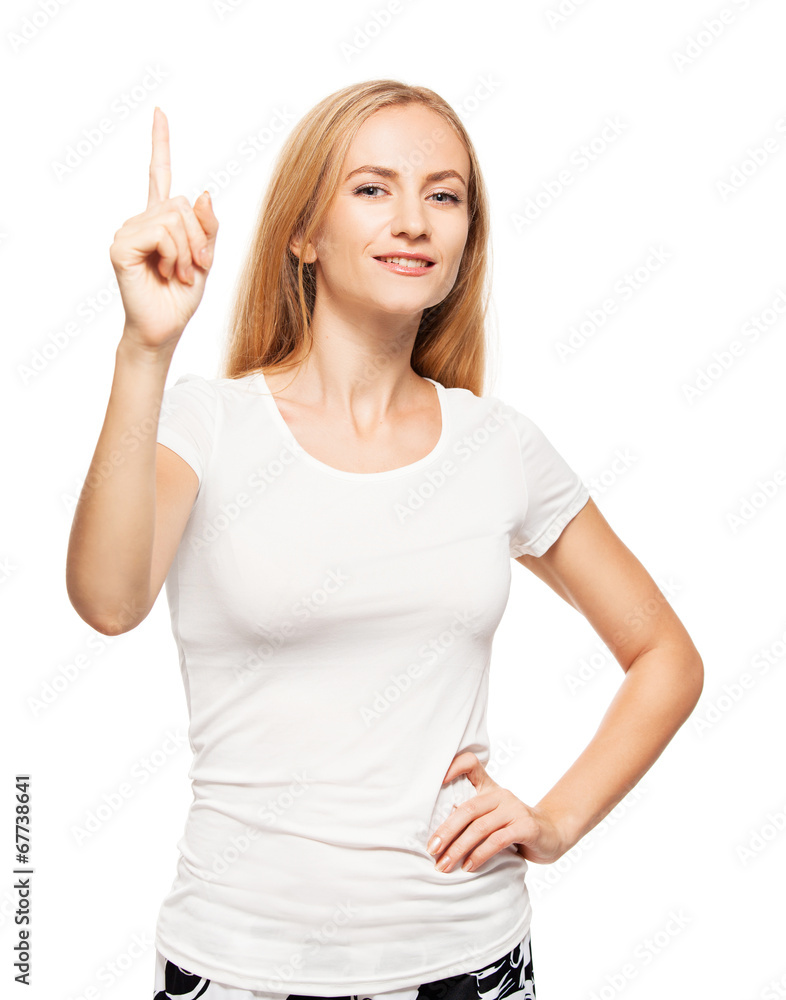 Fototapeta premium Woman at white background