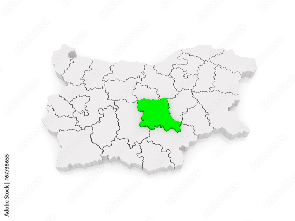 Fototapeta premium Map of Stara Zagora region. Bulgaria.