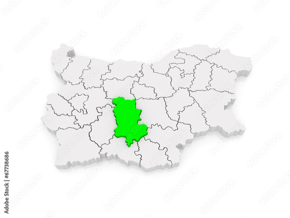 Map of Plovdiv region. Bulgaria.