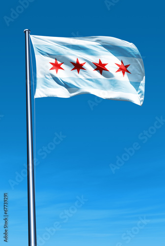 Chicago (USA) flag waving on the wind