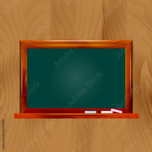 illustration school dark green chalkboard on wooden background