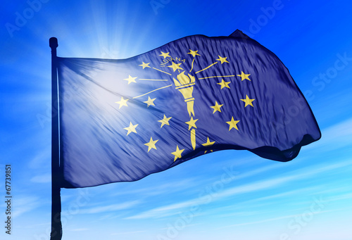 Indiana (USA) flag waving on the wind photo