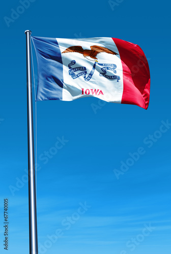 Iowa (USA) flag waving on the wind