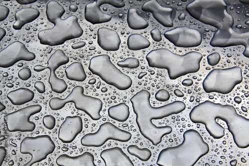 After the Rain - Raindrops on stainless steel tabletop